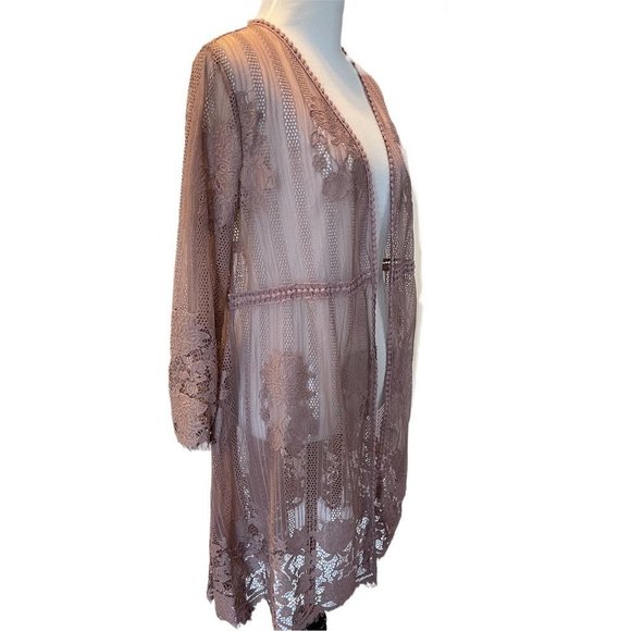 Miss Chievous Womens Duster Sweater Pink Long Sleeve Open Front Lightweight S - Picture 2 of 5